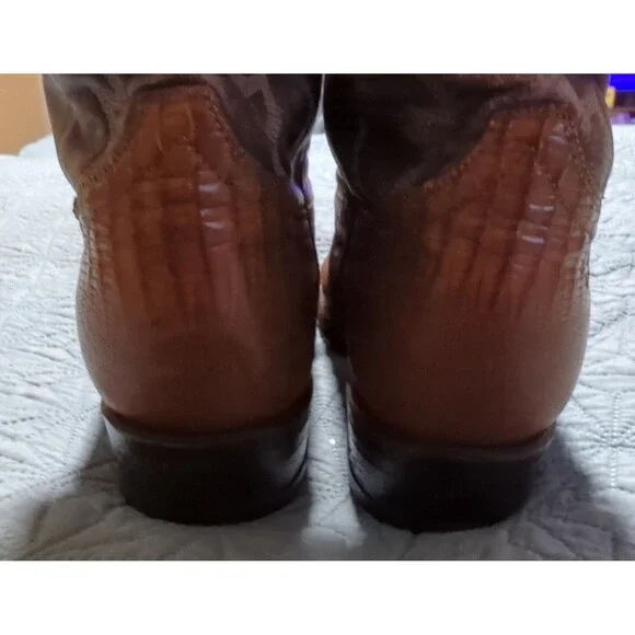Vintage TONY LAMA Teju Lizard Leather Cowboy Boots Two Tone Men's 8 D USA 8005 - Picture 8 of 14
